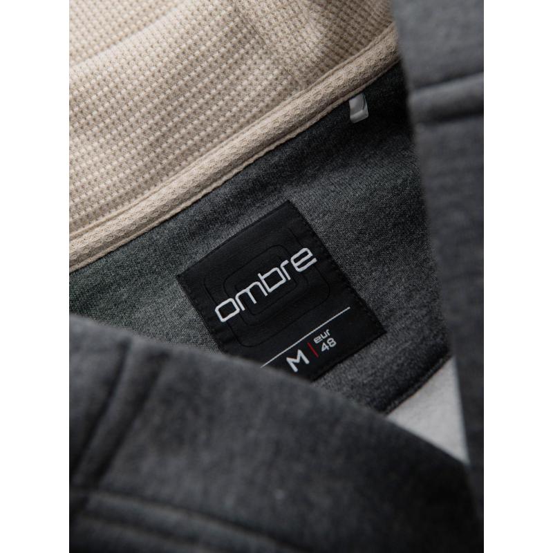 Férfi pamut bomber pulóver cipzár nélkül - gesztenyebarna V13 OM-SSZP-0215