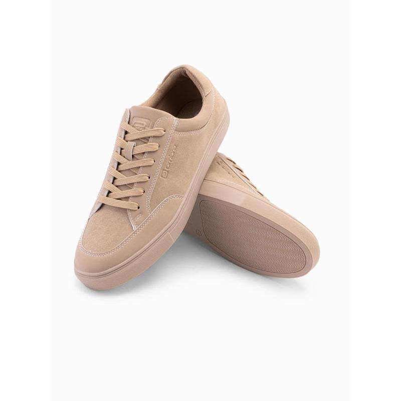 Jednobarevné pánské boty ve streetwearovém stylu – pískové V1 OM-FOTL-0183