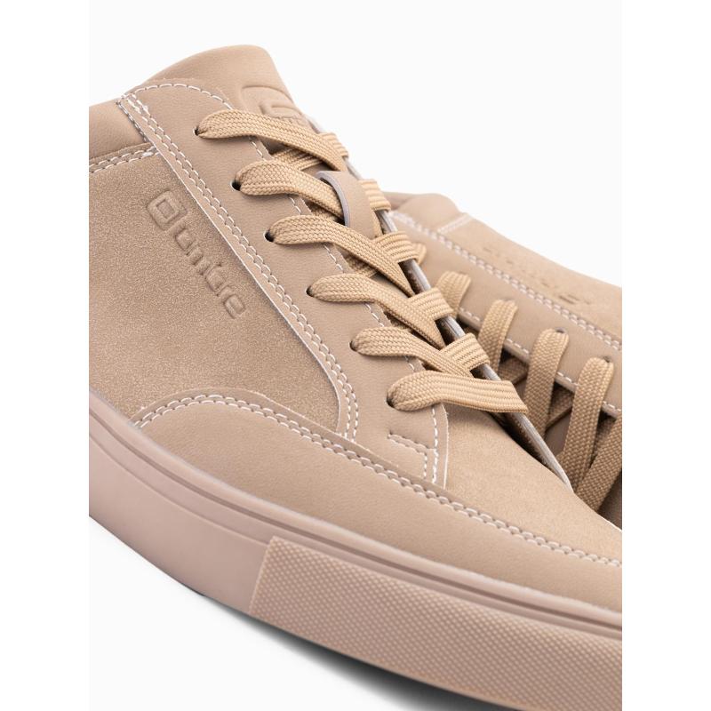 Jednobarevné pánské boty ve streetwearovém stylu – pískové V1 OM-FOTL-0183