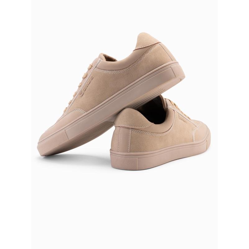 Jednobarevné pánské boty ve streetwearovém stylu – pískové V1 OM-FOTL-0183