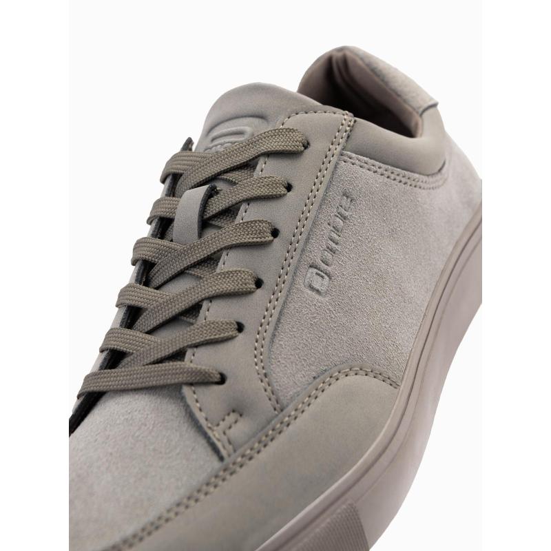 Pánské jednobarevné boty ve streetwearovém stylu – olivové V4 OM-FOTL-0183