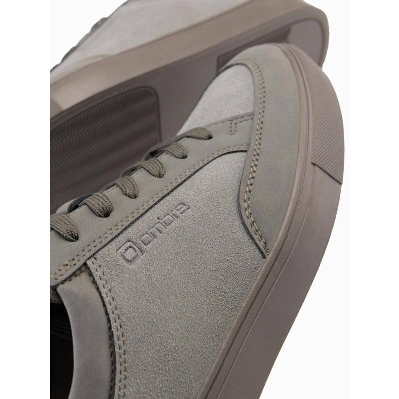 Pánské jednobarevné boty ve streetwearovém stylu – olivové V4 OM-FOTL-0183