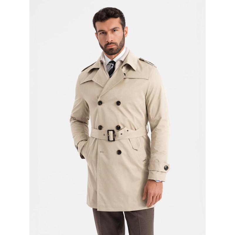 Férfi középkategóriás kabát - sötétbézs C269