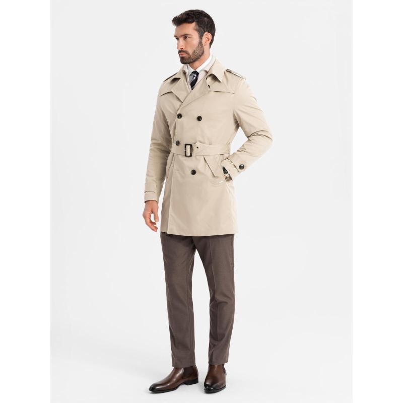 Férfi középkategóriás kabát - sötétbézs C269