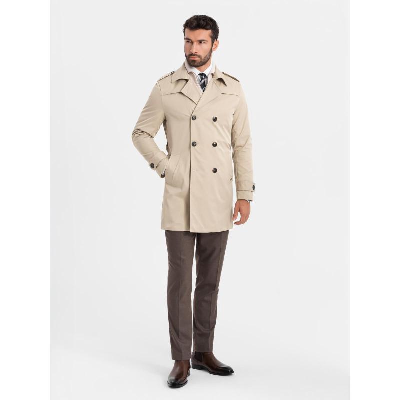 Férfi középkategóriás kabát - sötétbézs C269