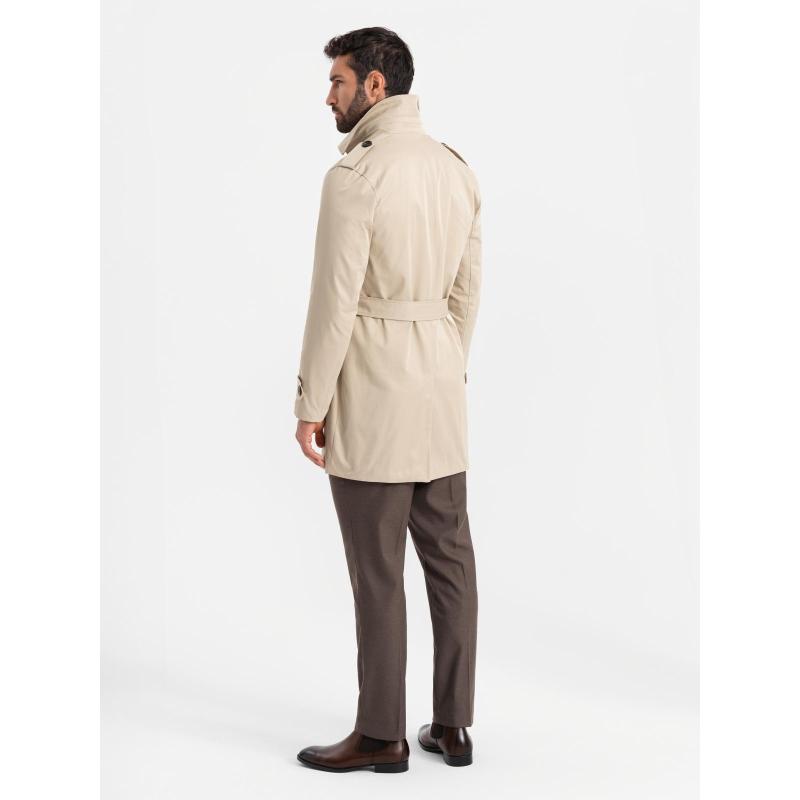 Férfi középkategóriás kabát - sötétbézs C269
