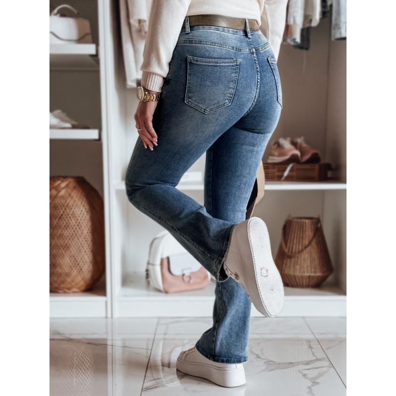 Női farmernadrág harang alakú nadrág övvel FITLOW kék