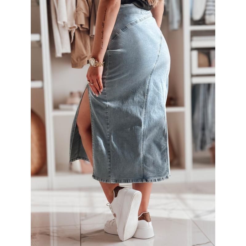 Džínová midi sukně s rozparkem MORETES modrá