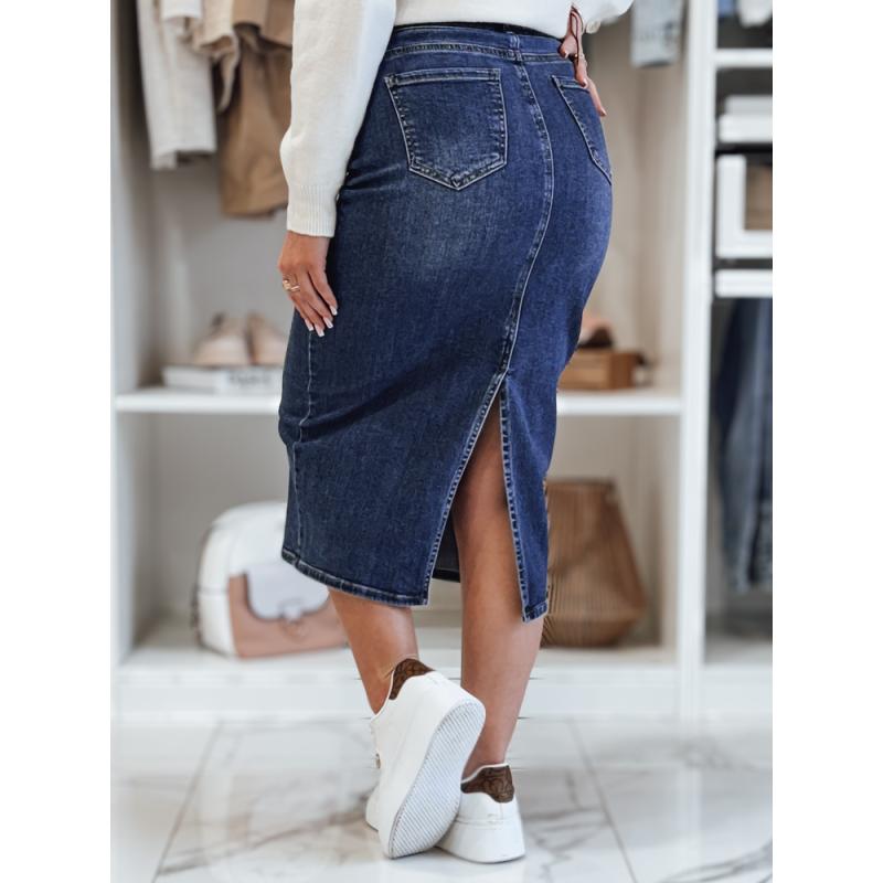 Džínová midi sukně s rozparkem MERITTA tmavě modrá