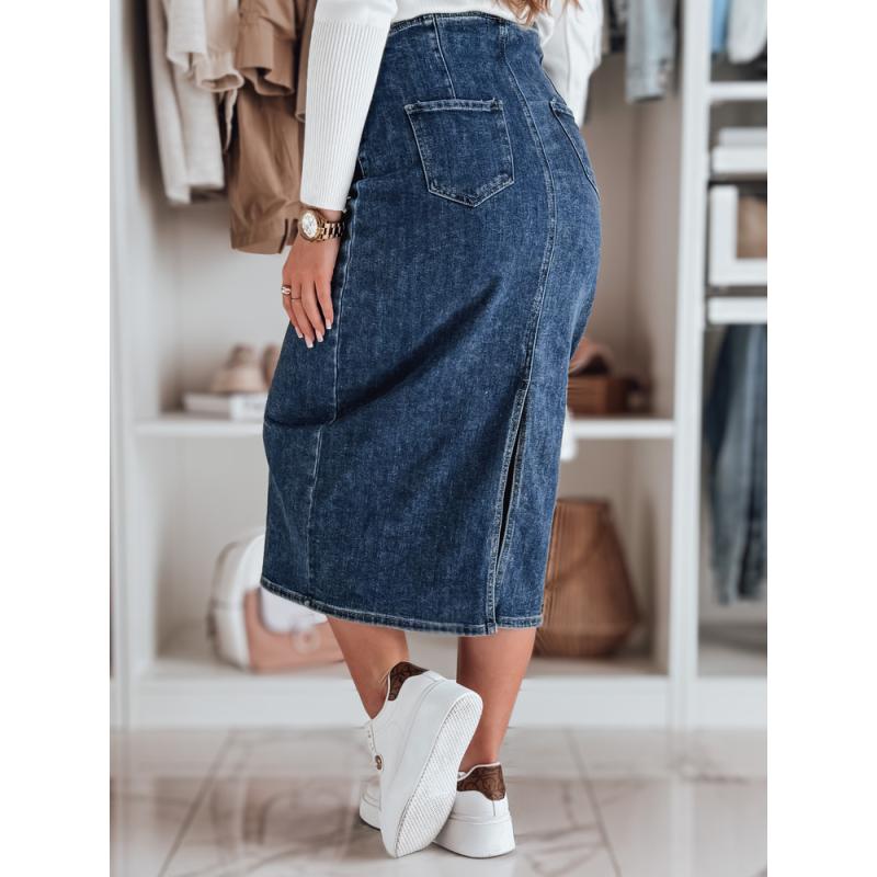 Džínsová midi sukňa s rozparkom VISTANO modrá