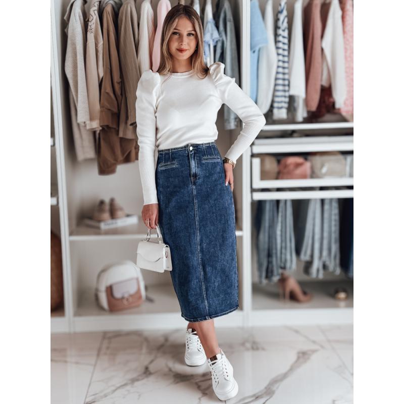 Džínsová midi sukňa s rozparkom VISTANO modrá