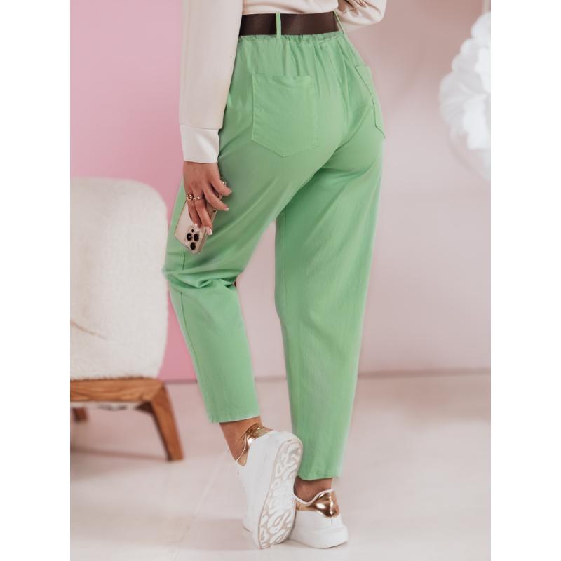 Dámské kalhoty s páskem SOFELIA světle zelené