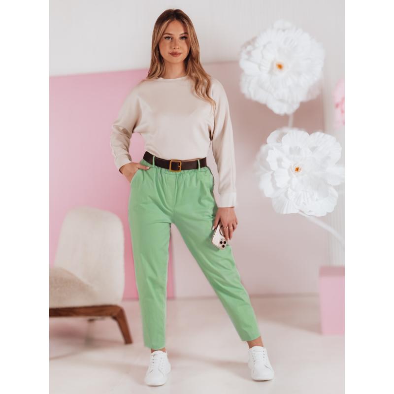 Dámské kalhoty s páskem SOFELIA světle zelené