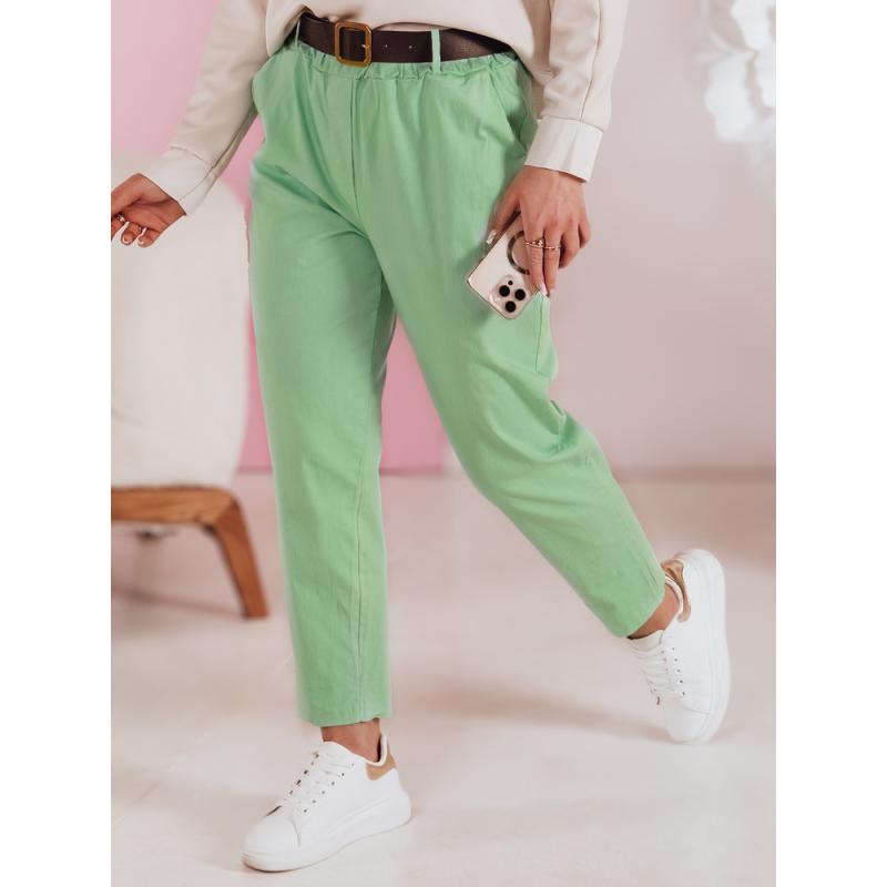 Dámské kalhoty s páskem SOFELIA světle zelené