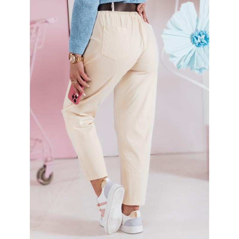 Dámské kalhoty s páskem SOFELIA světle žluté