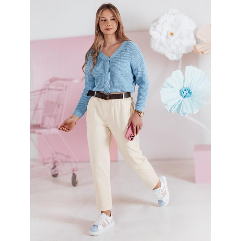 Dámské kalhoty s páskem SOFELIA světle žluté