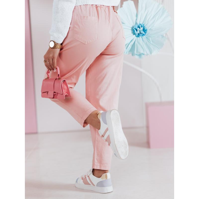 Dámské kalhoty SOFELIA s páskem, světle růžové