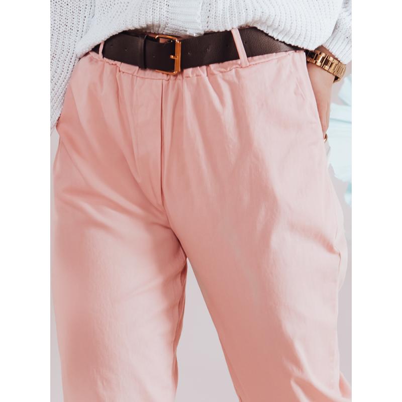 Dámské kalhoty SOFELIA s páskem, světle růžové