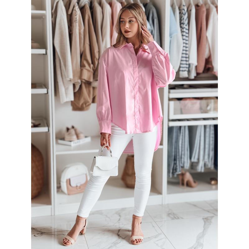 Dámské tričko oversize s prodlouženým zadním dílem BLUOSIZE růžové