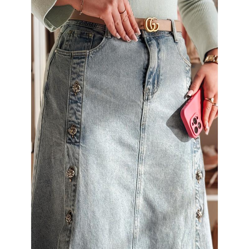 Džínová midi sukně DEMILOVO modrá