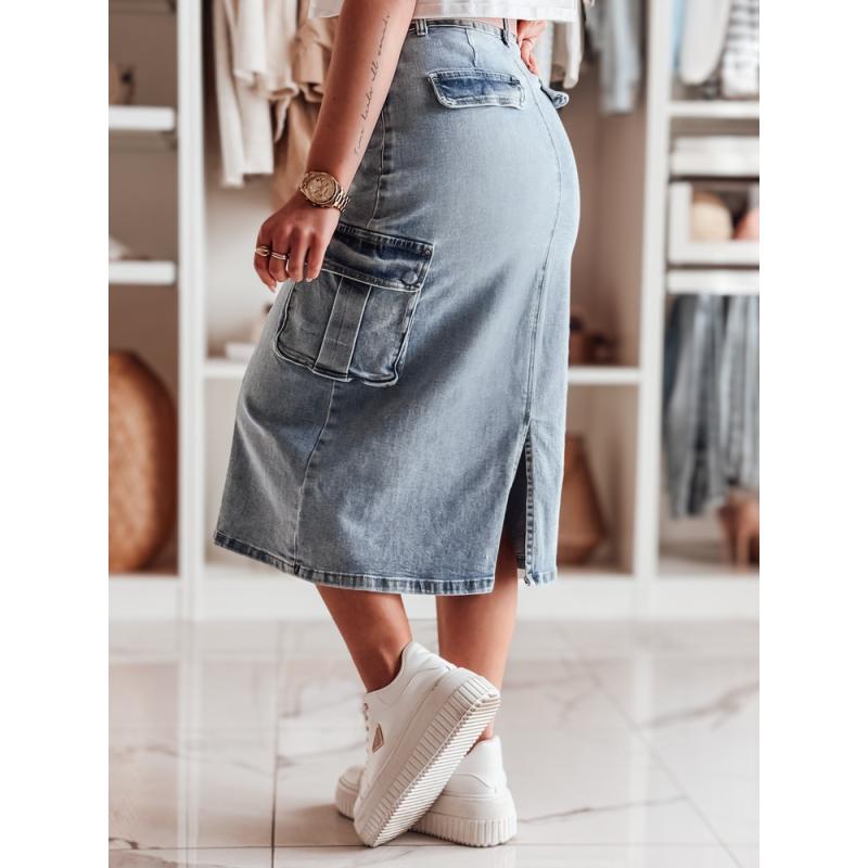 Midi džínová sukně s průstřihem CARGOMIDI modrá