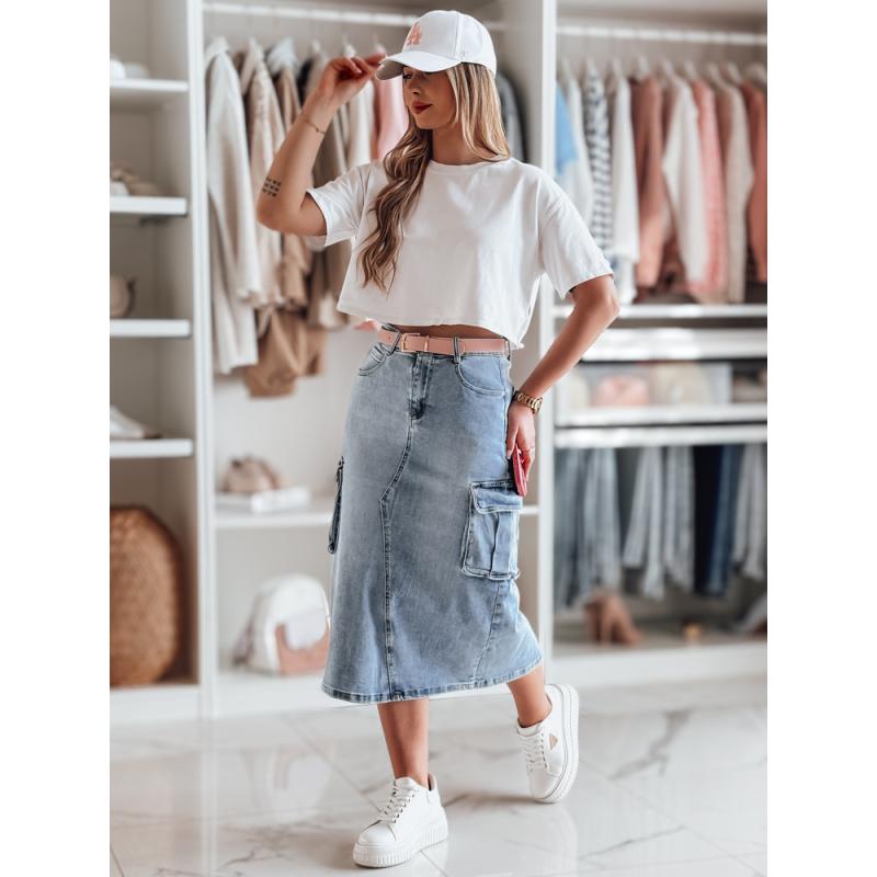 Midi džínová sukně s průstřihem CARGOMIDI modrá