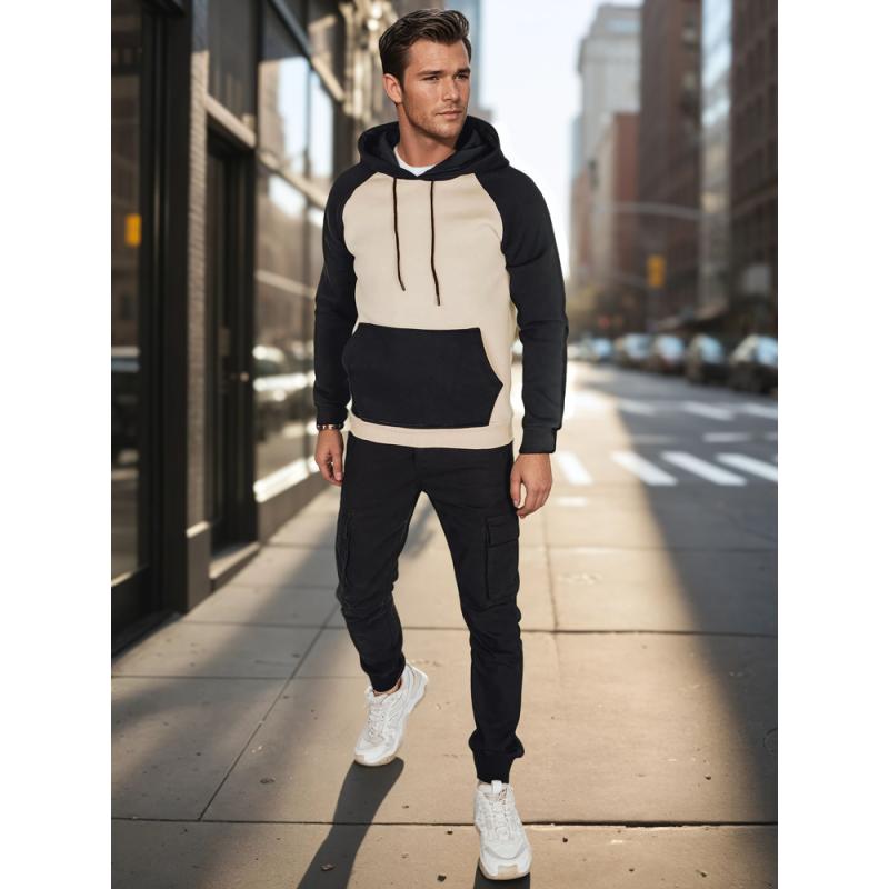 Pánská mikina basic s kapucí béžová