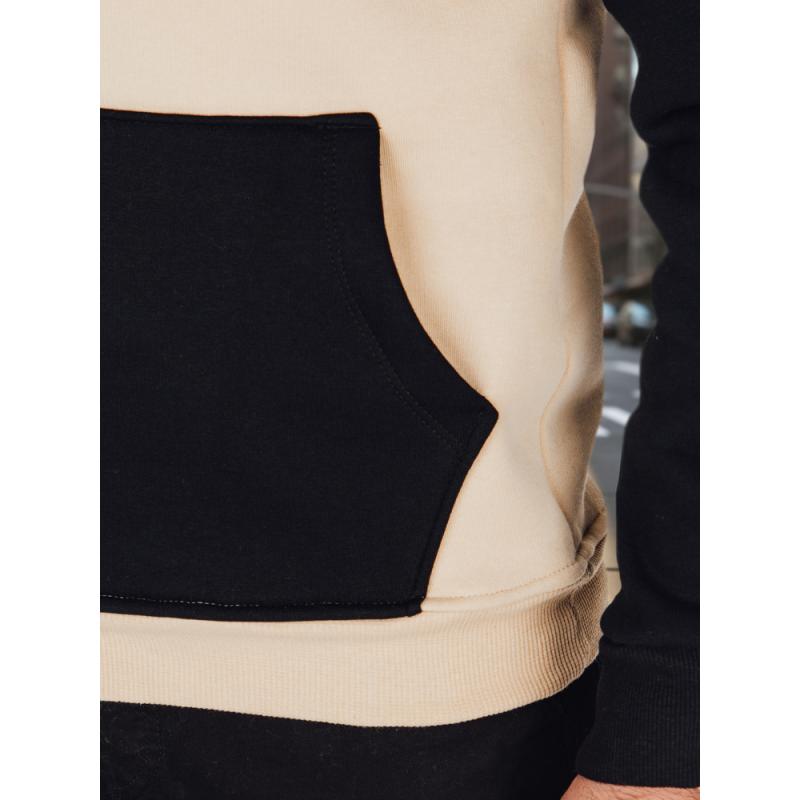 Pánská mikina basic s kapucí béžová