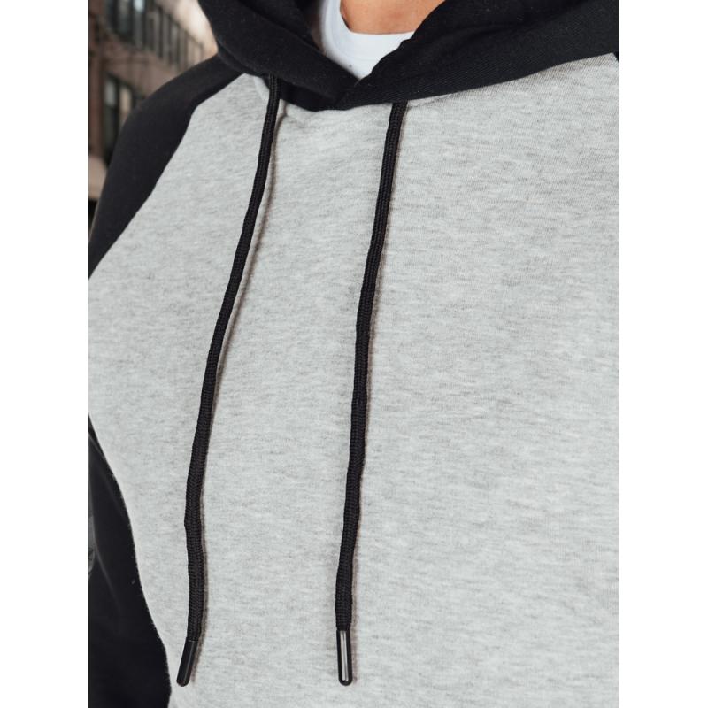 Férfi alap pulóver kapucnival, szürke