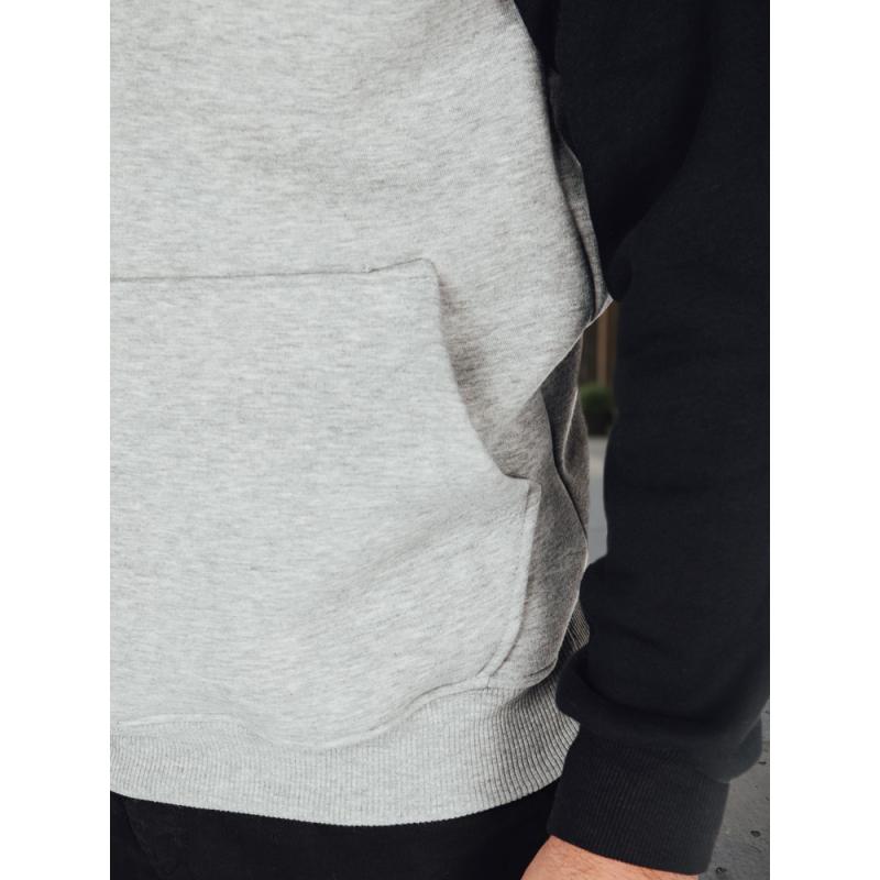 Férfi alap pulóver kapucnival, szürke