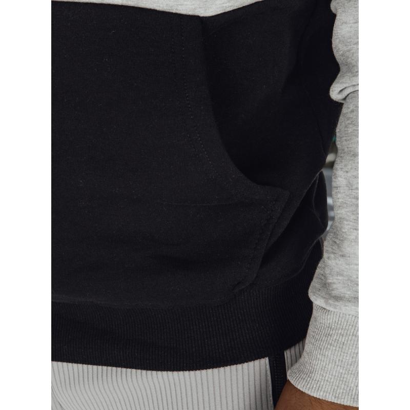 Pánska mikina basic s kapucňou v šedo-čiernych pruhoch