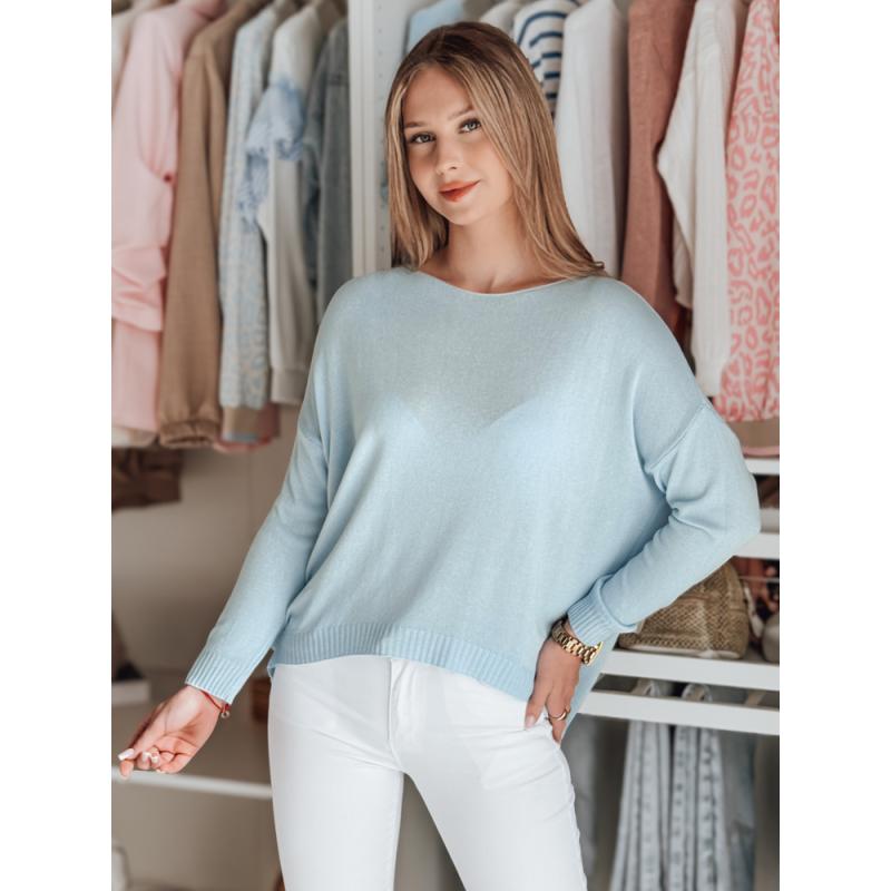 Női plus size pulóver egyszínű SENZIA kék