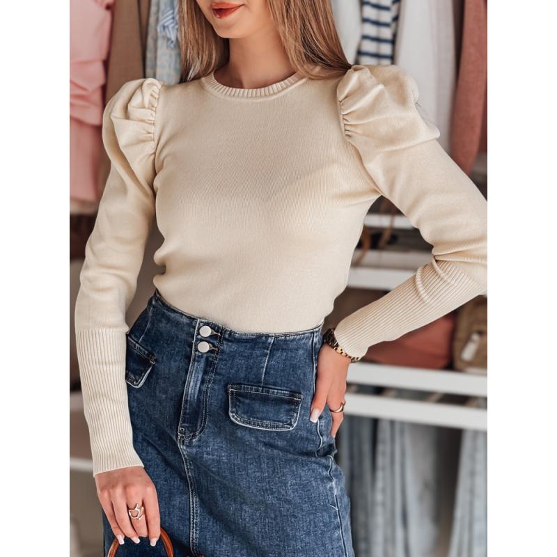 Dámský svetr jedné velikosti s nárazníky ELENORI béžový