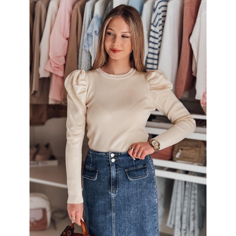 Dámský svetr jedné velikosti s nárazníky ELENORI béžový