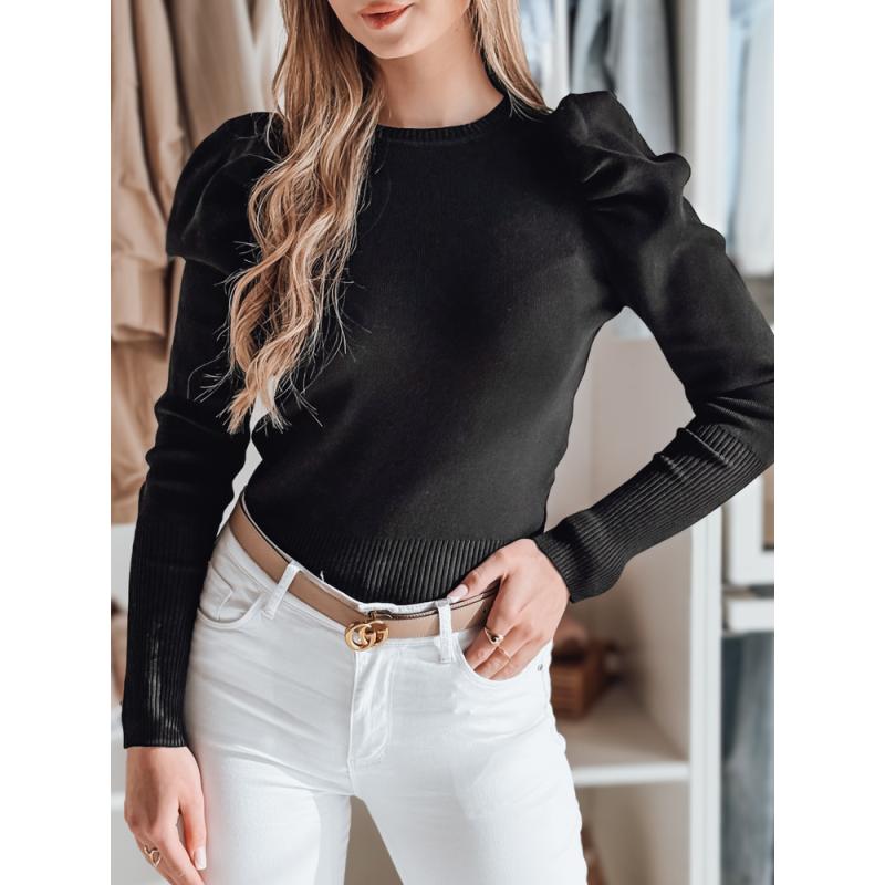 Dámský svetr jedné velikosti s nárazníky ELENORI černý