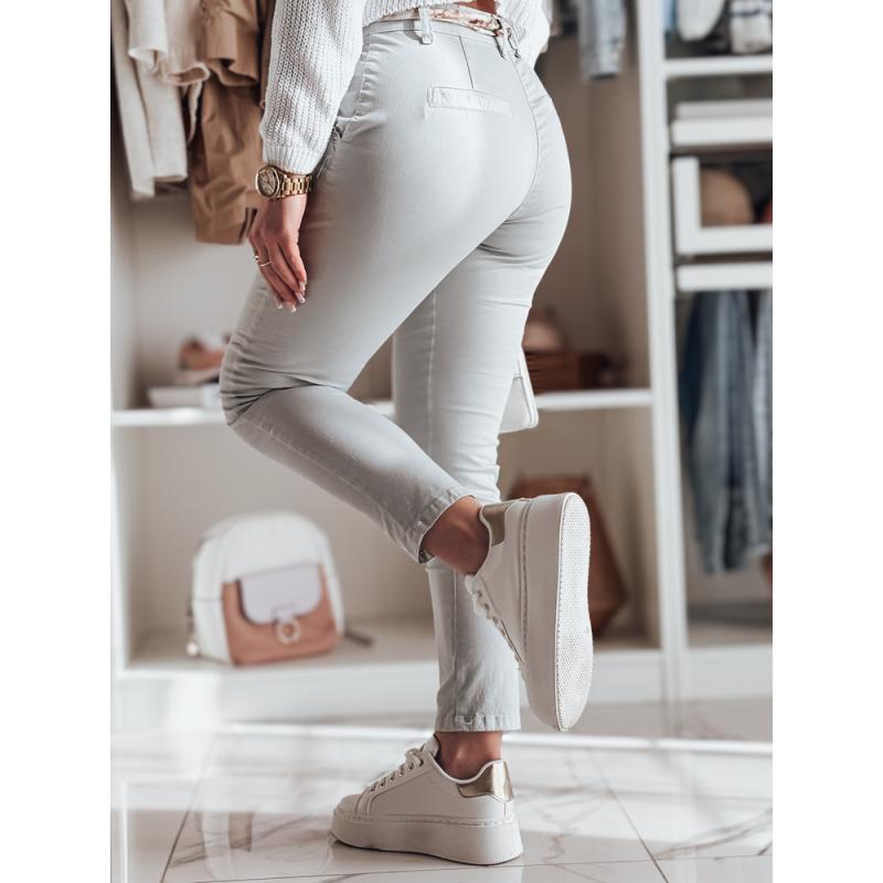 Női chino nadrág övvel ROSSALI világosszürke