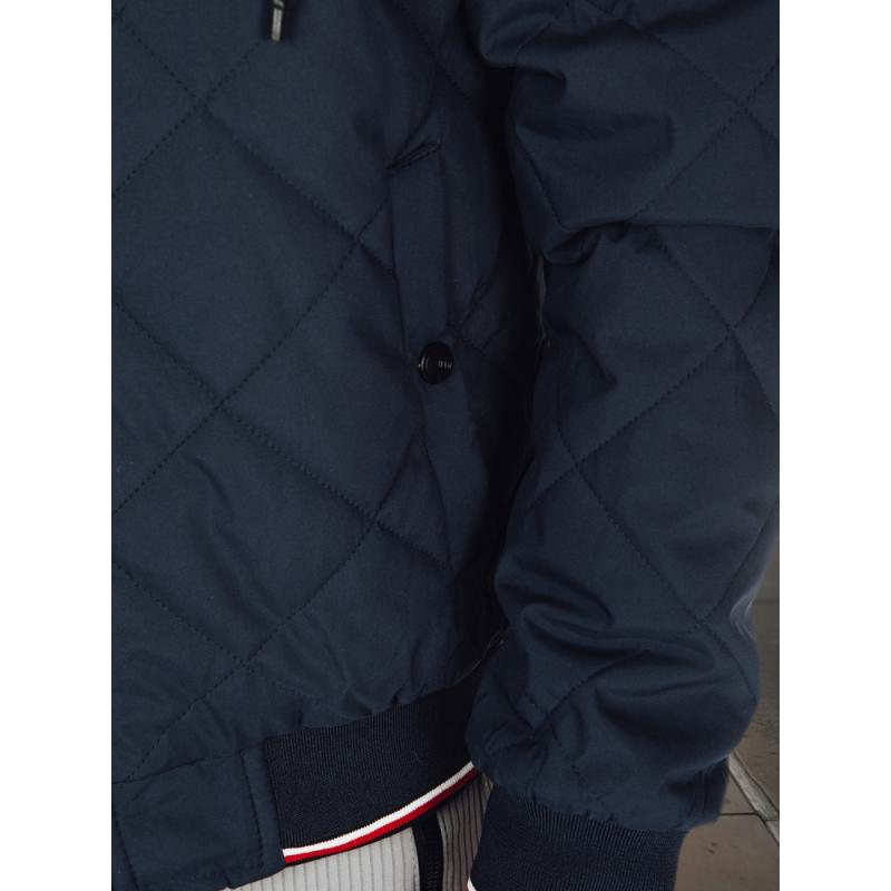 Pánská prošívaná bunda s kapucí, modrá