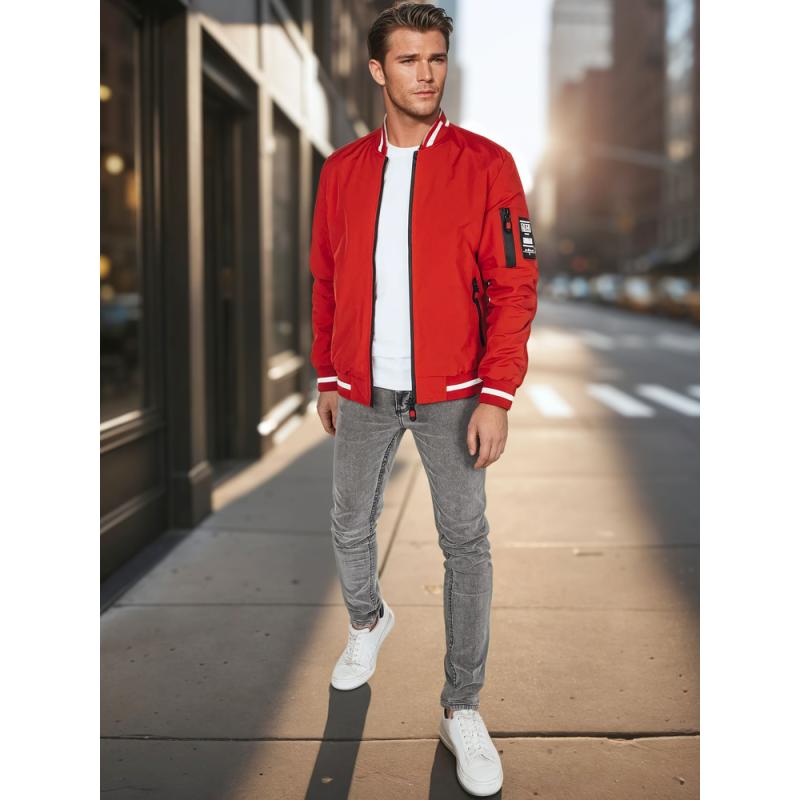 Pánská přechodová bunda bomber červená