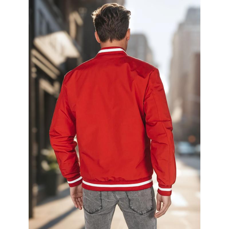 Pánská přechodová bunda bomber červená