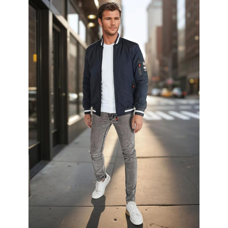 Pánská přechodová bunda bomber modrá