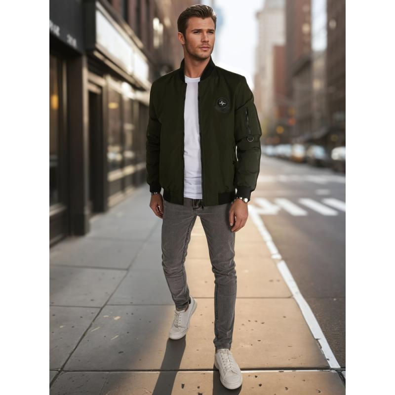 Pánská přechodová bunda bomberka zelená