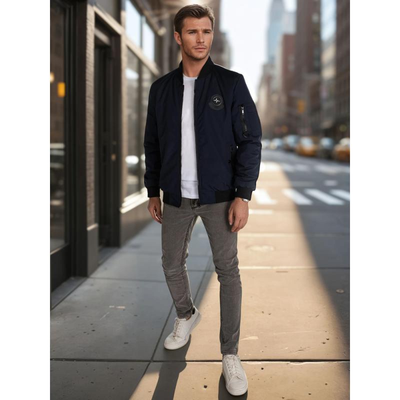 Pánská přechodová bunda bomberka modrá