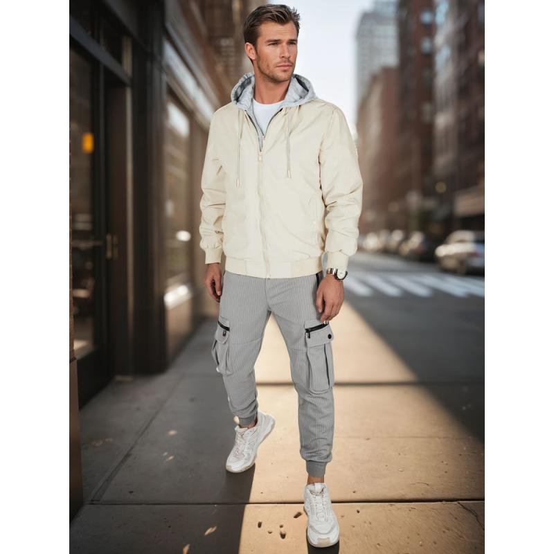 Pánská bunda bomberka s kapucí bílá