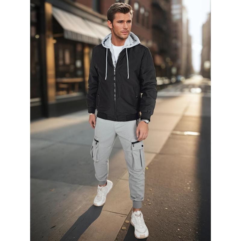 Pánská bunda bomberka s kapucí černá