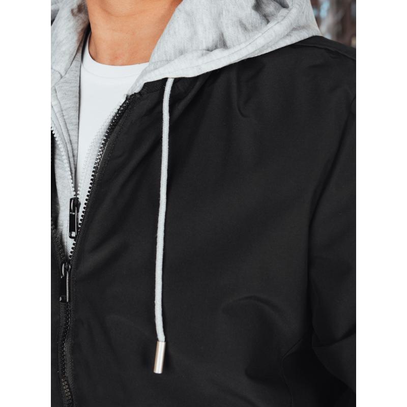 Pánská bunda bomberka s kapucí černá