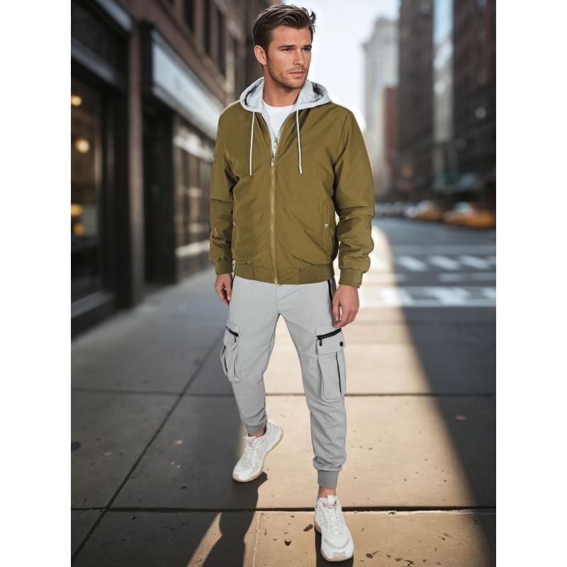 Pánská bunda bomberka s kapucí zelená
