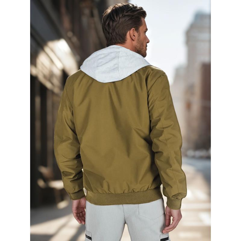 Pánská bunda bomberka s kapucí zelená