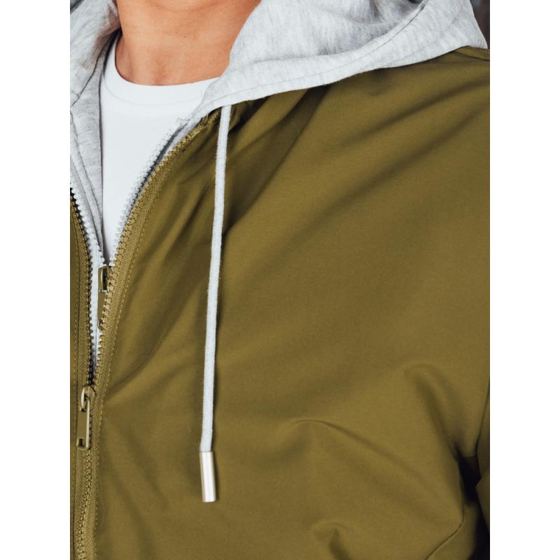 Pánská bunda bomberka s kapucí zelená