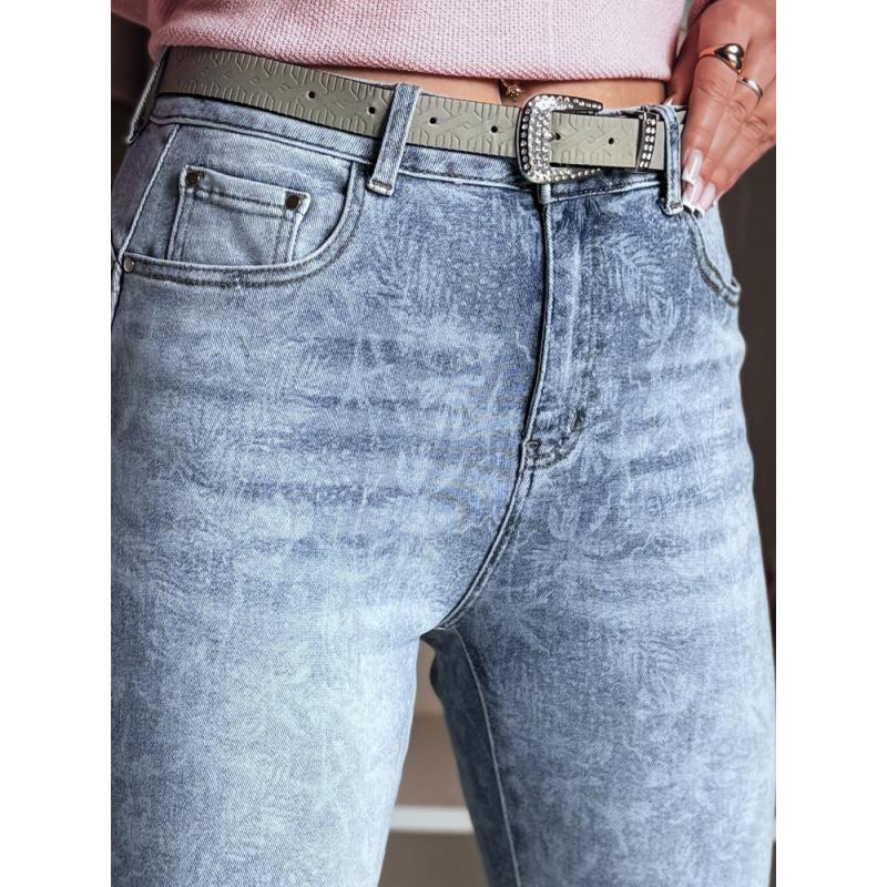 Dámské džínové kalhoty slim fit s páskem BOTANIDA modrá