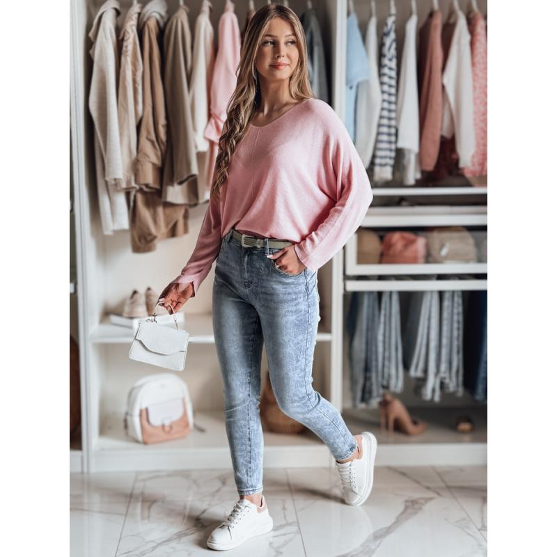 Dámské džínové kalhoty slim fit s páskem BOTANIDA modrá